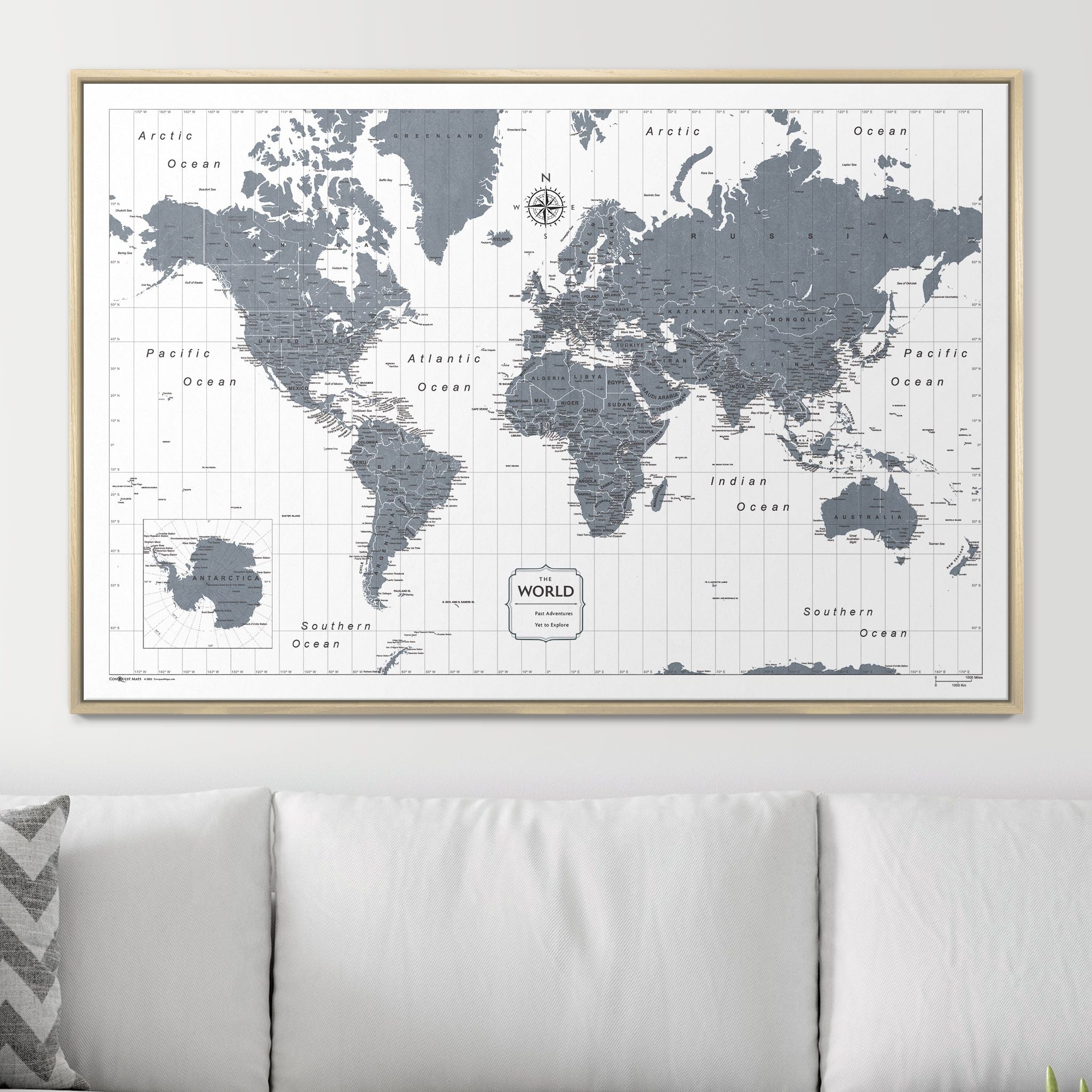 Push Pin World Map (Pin Board) - Dark Gray Color Splash CM Pin Board