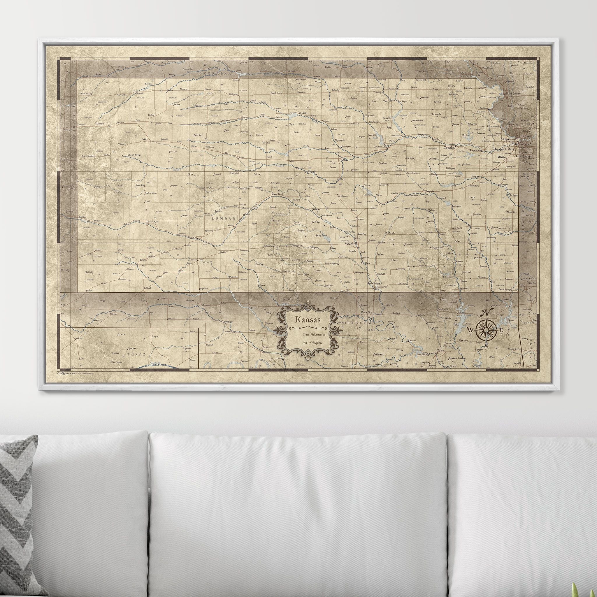 Push Pin Kansas Map (Pin Board) - Rustic Vintage CM Pin Board