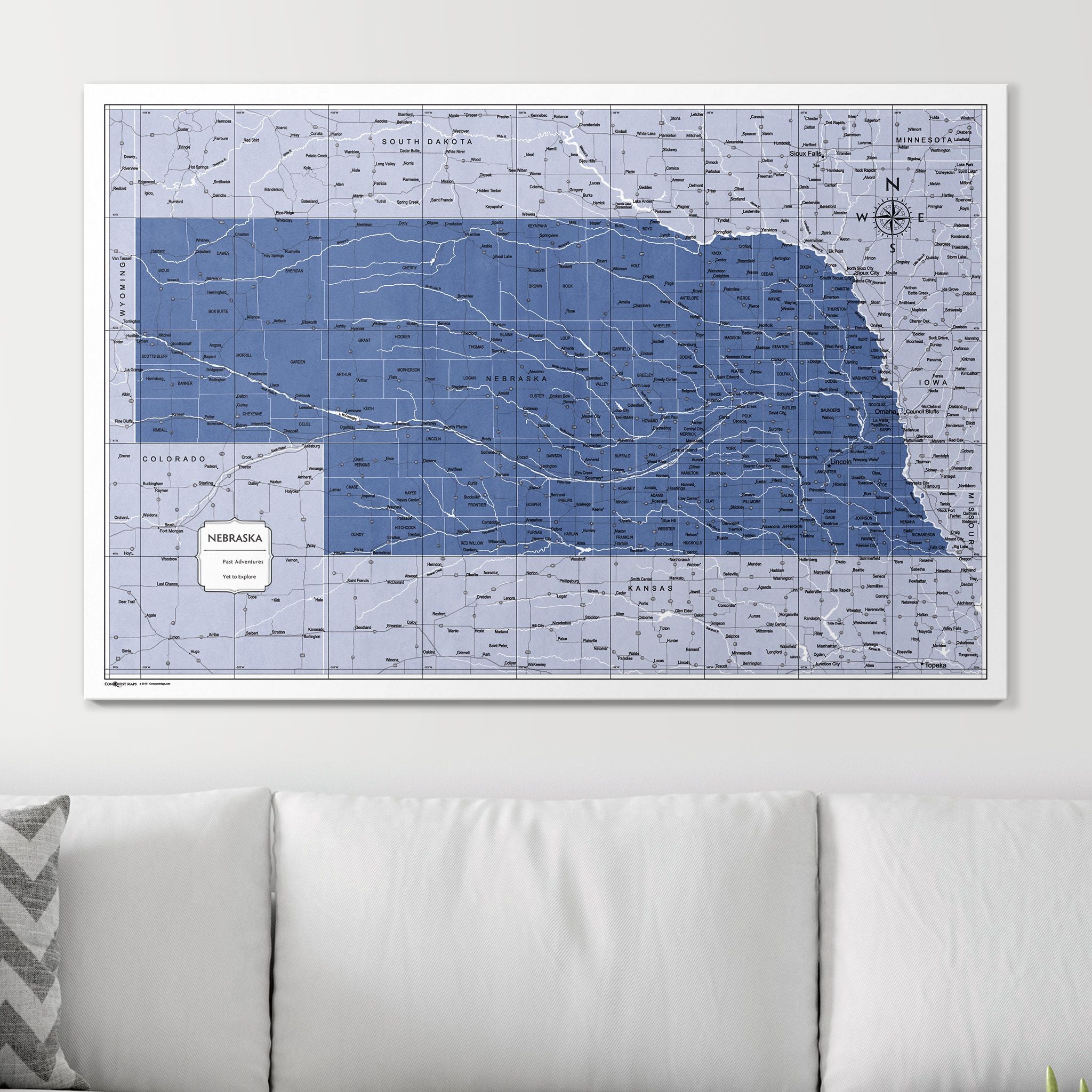 Push Pin Nebraska Map (Pin Board) - Navy Color Splash CM Pin Board