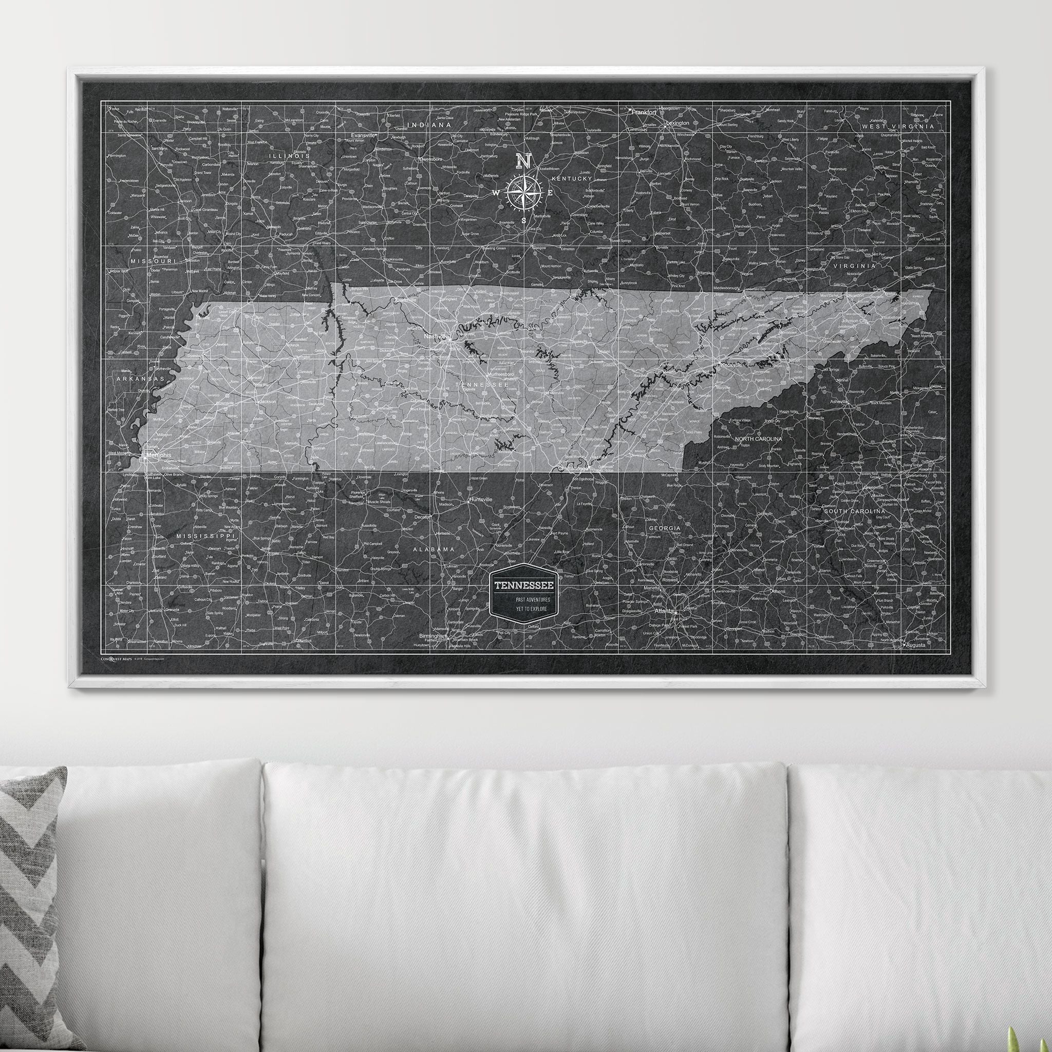 Push Pin Tennessee Map (Pin Board) - Modern Slate CM Pin Board