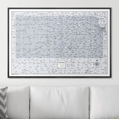 Push Pin Kansas Map (Pin Board) - Light Gray Color Splash CM Pin Board