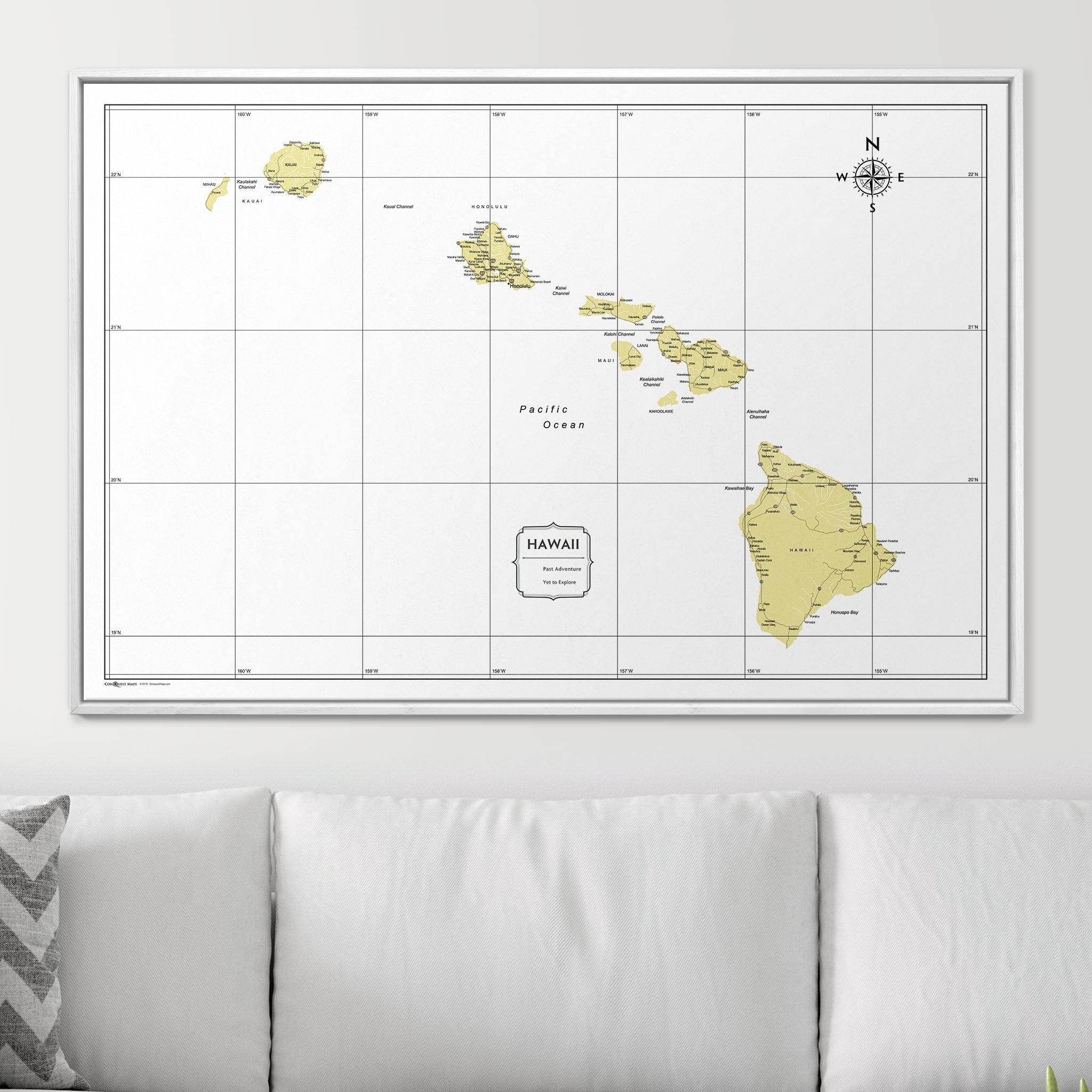 Push Pin Hawaii Map (Pin Board) - Yellow Color Splash CM Pin Board