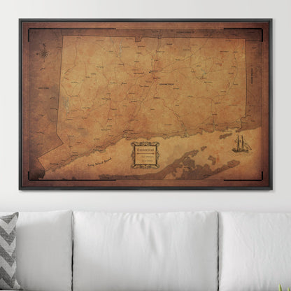 Push Pin Connecticut Map (Pin Board) - Golden Aged CM Pin Board