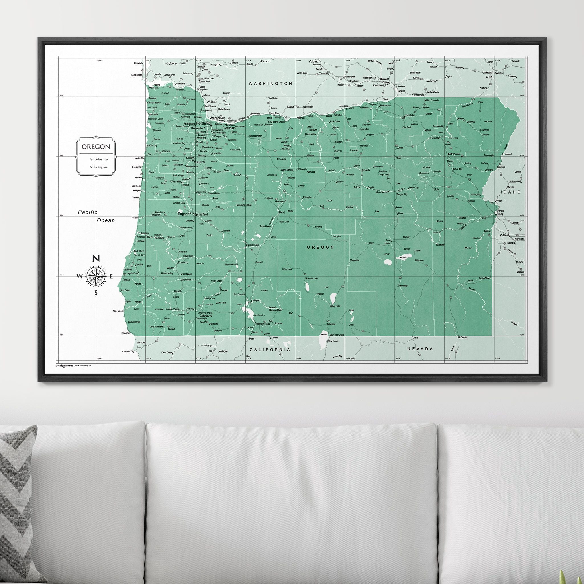 Push Pin Oregon Map (Pin Board) - Green Color Splash CM Pin Board