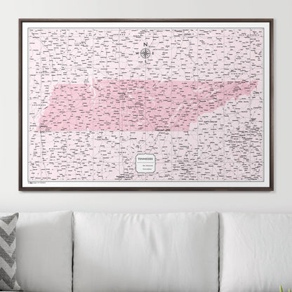 Push Pin Tennessee Map (Pin Board) - Pink Color Splash CM Pin Board