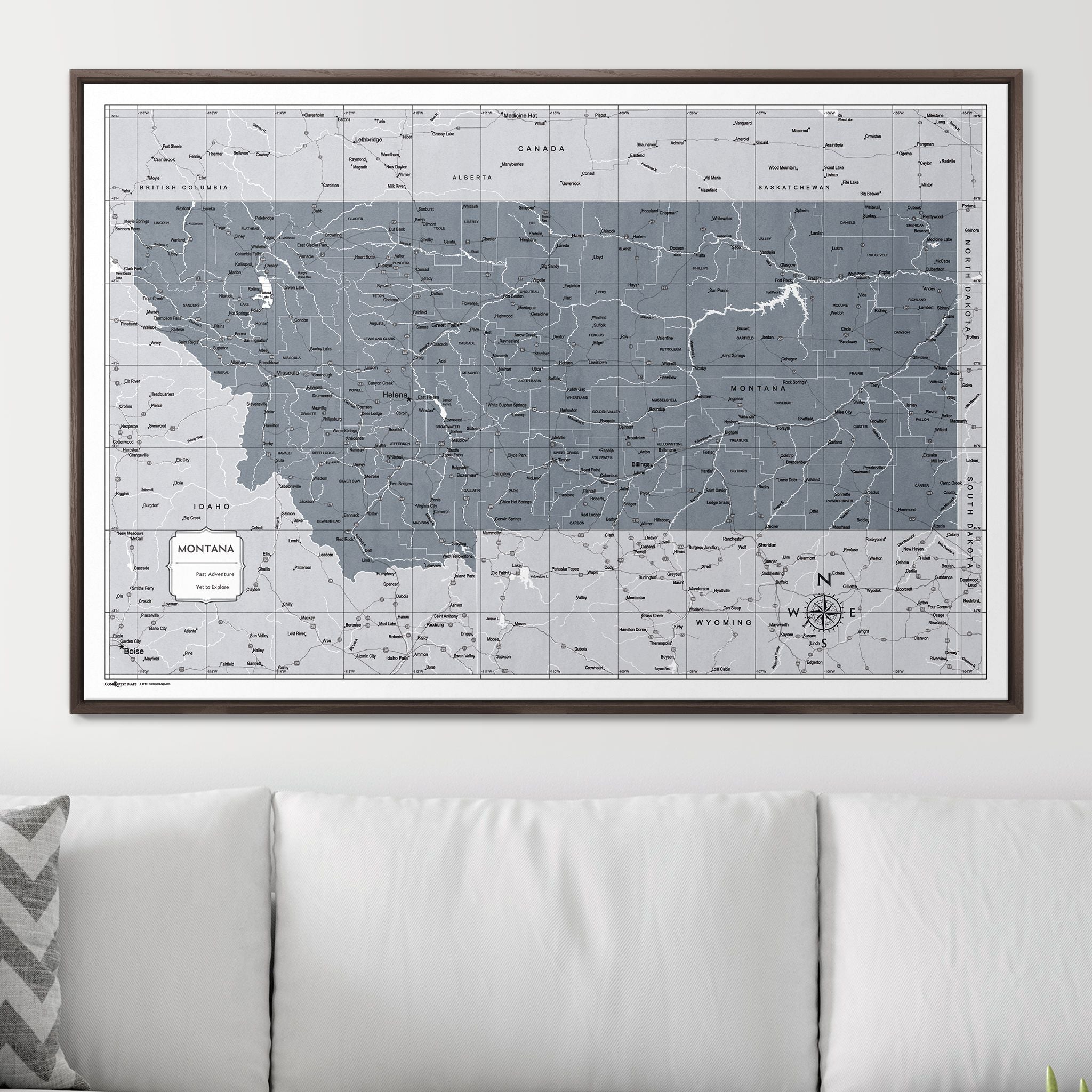 Push Pin Montana Map (Pin Board) - Dark Gray Color Splash CM Pin Board