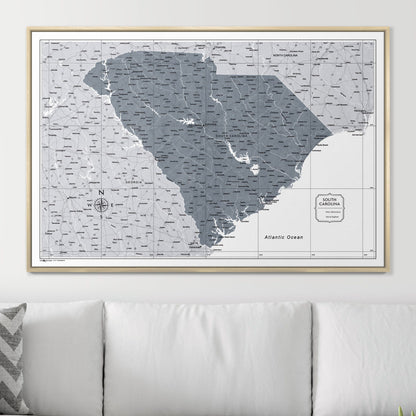 Push Pin South Carolina Map (Pin Board) - Dark Gray Color Splash CM Pin Board