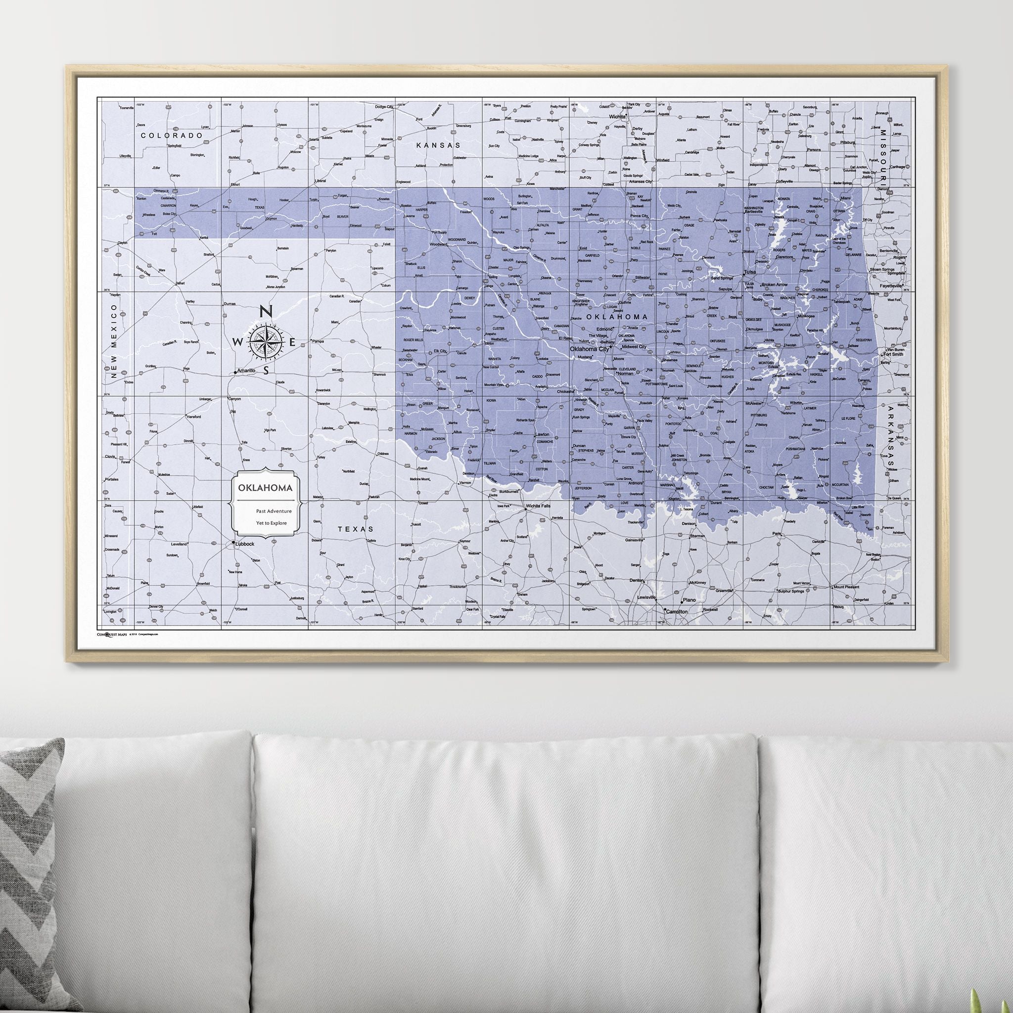 Push Pin Oklahoma Map (Pin Board) - Purple Color Splash CM Pin Board