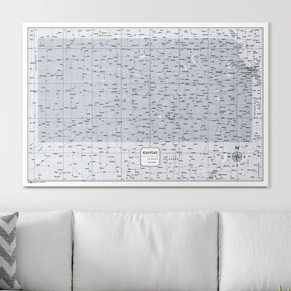 Push Pin Kansas Map (Pin Board) - Light Gray Color Splash CM Pin Board