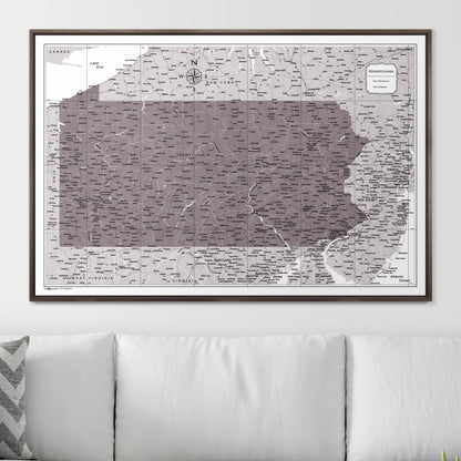 Push Pin Pennsylvania Map (Pin Board) - Dark Brown Color Splash CM Pin Board