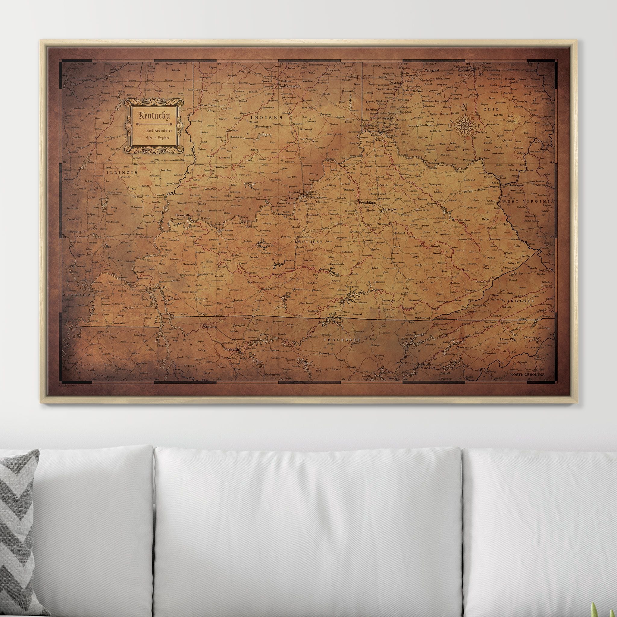 Push Pin Kentucky Map (Pin Board) - Golden Aged CM Pin Board