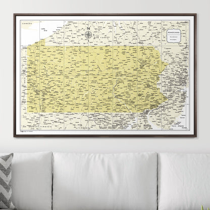 Push Pin Pennsylvania Map (Pin Board) - Yellow Color Splash CM Pin Board