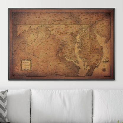 Push Pin Maryland Map (Pin Board) - Golden Aged CM Pin Board