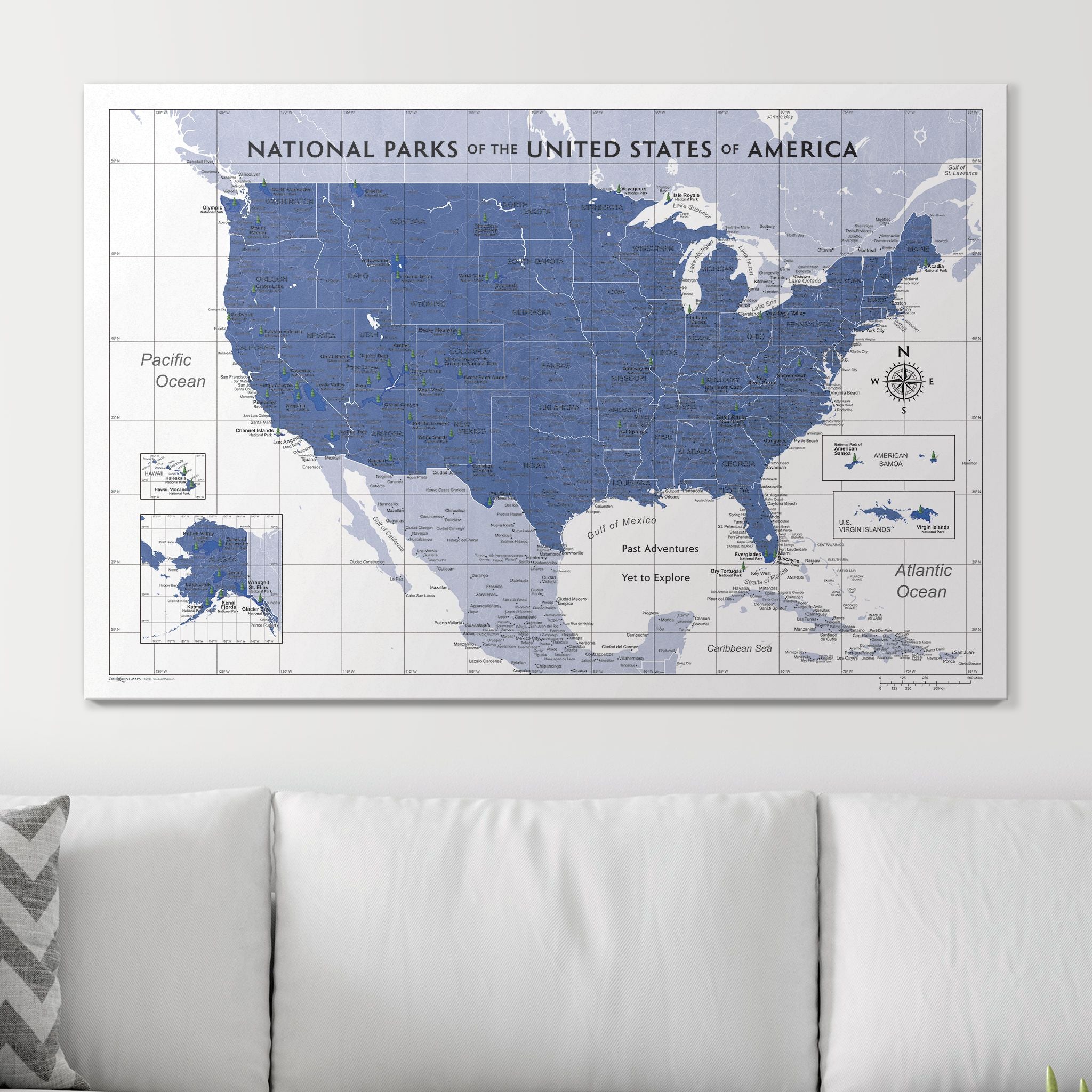 Push Pin National Parks Map (Pin Board) - Navy Color Splash CM Pin Board