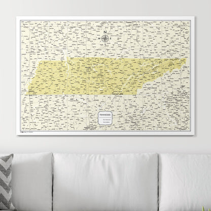 Push Pin Tennessee Map (Pin Board) - Yellow Color Splash CM Pin Board