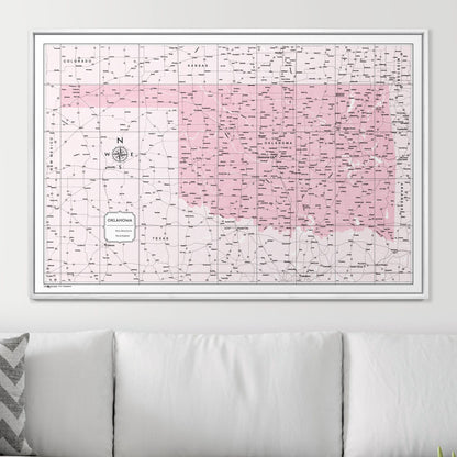 Push Pin Oklahoma Map (Pin Board) - Pink Color Splash CM Pin Board