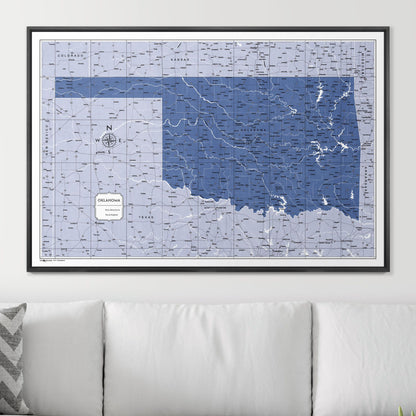 Push Pin Oklahoma Map (Pin Board) - Navy Color Splash CM Pin Board