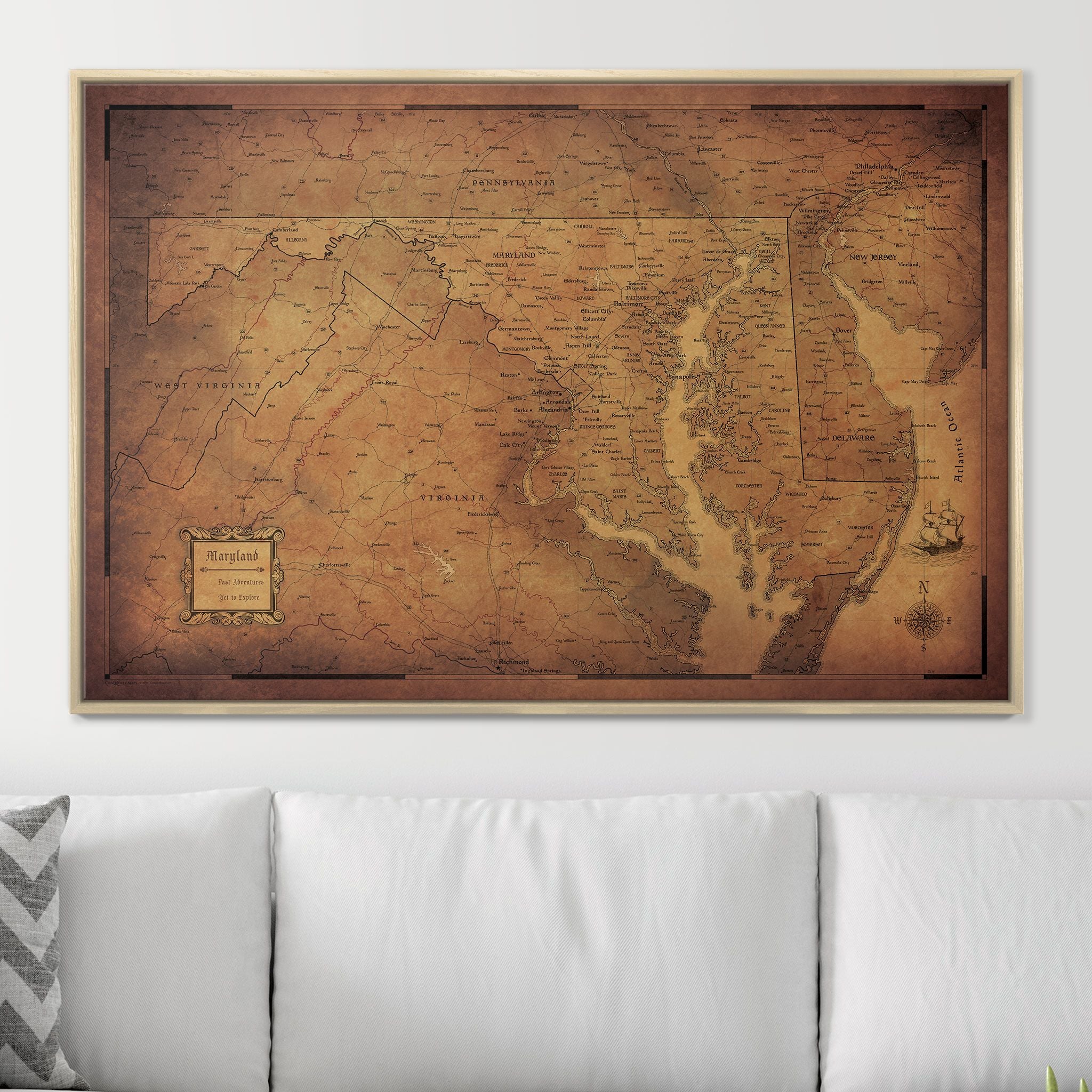 Push Pin Maryland Map (Pin Board) - Golden Aged CM Pin Board