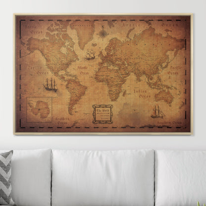 Push Pin World Map (Pin Board) - Golden Aged CM Pin Board