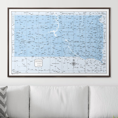 Push Pin South Dakota Map (Pin Board) - Light Blue Color Splash CM Pin Board