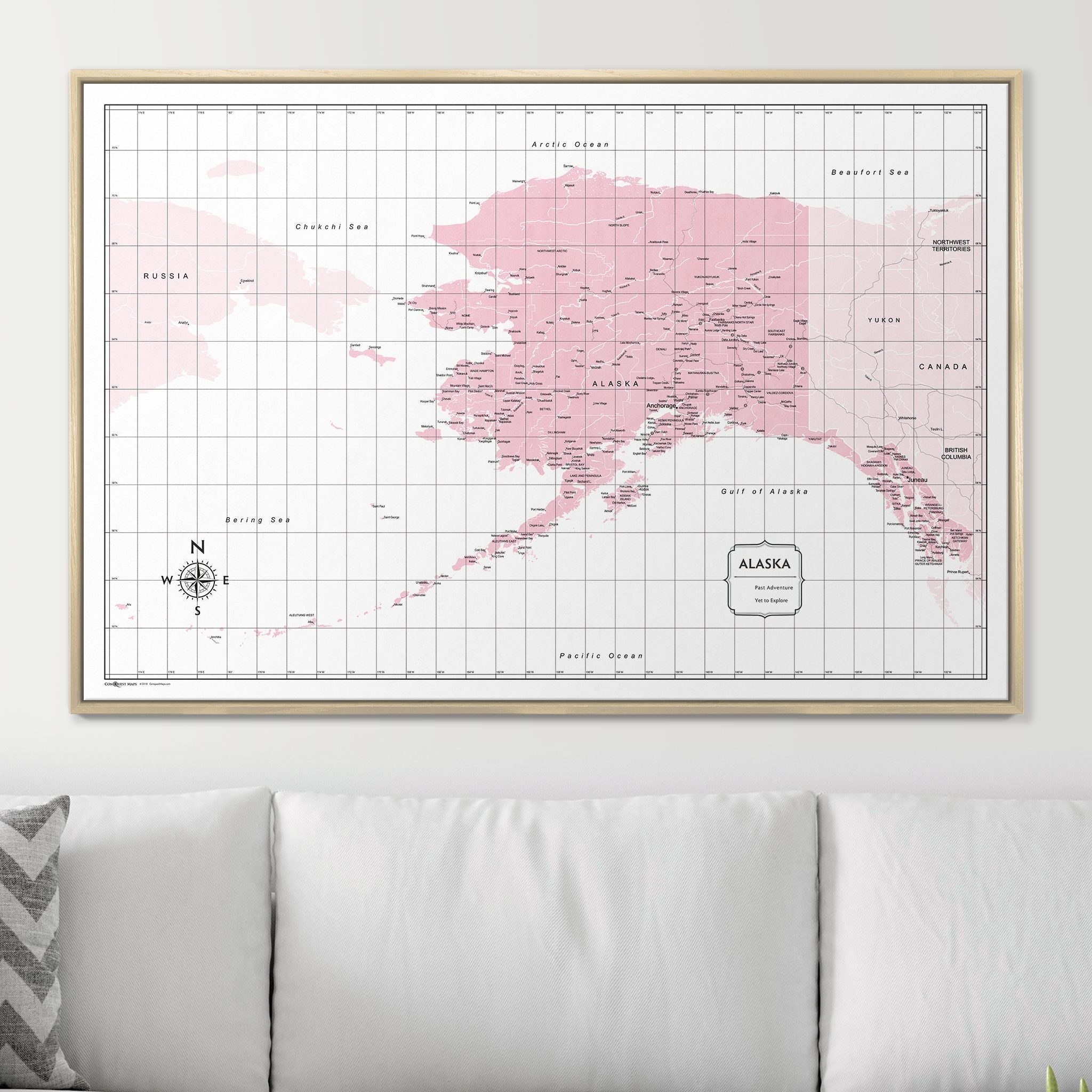 Push Pin Alaska Map (Pin Board) - Pink Color Splash CM Pin Board