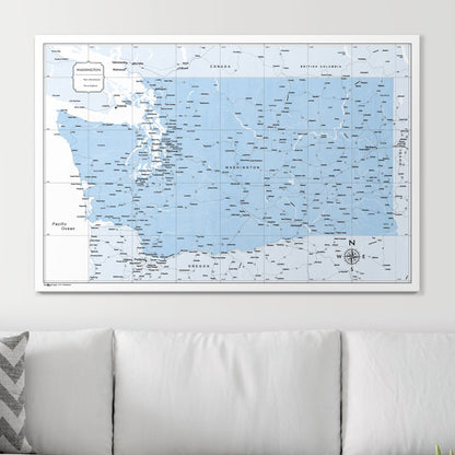 Push Pin Washington Map (Pin Board) - Light Blue Color Splash CM Pin Board