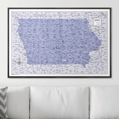 Push Pin Iowa Map (Pin Board) - Purple Color Splash CM Pin Board