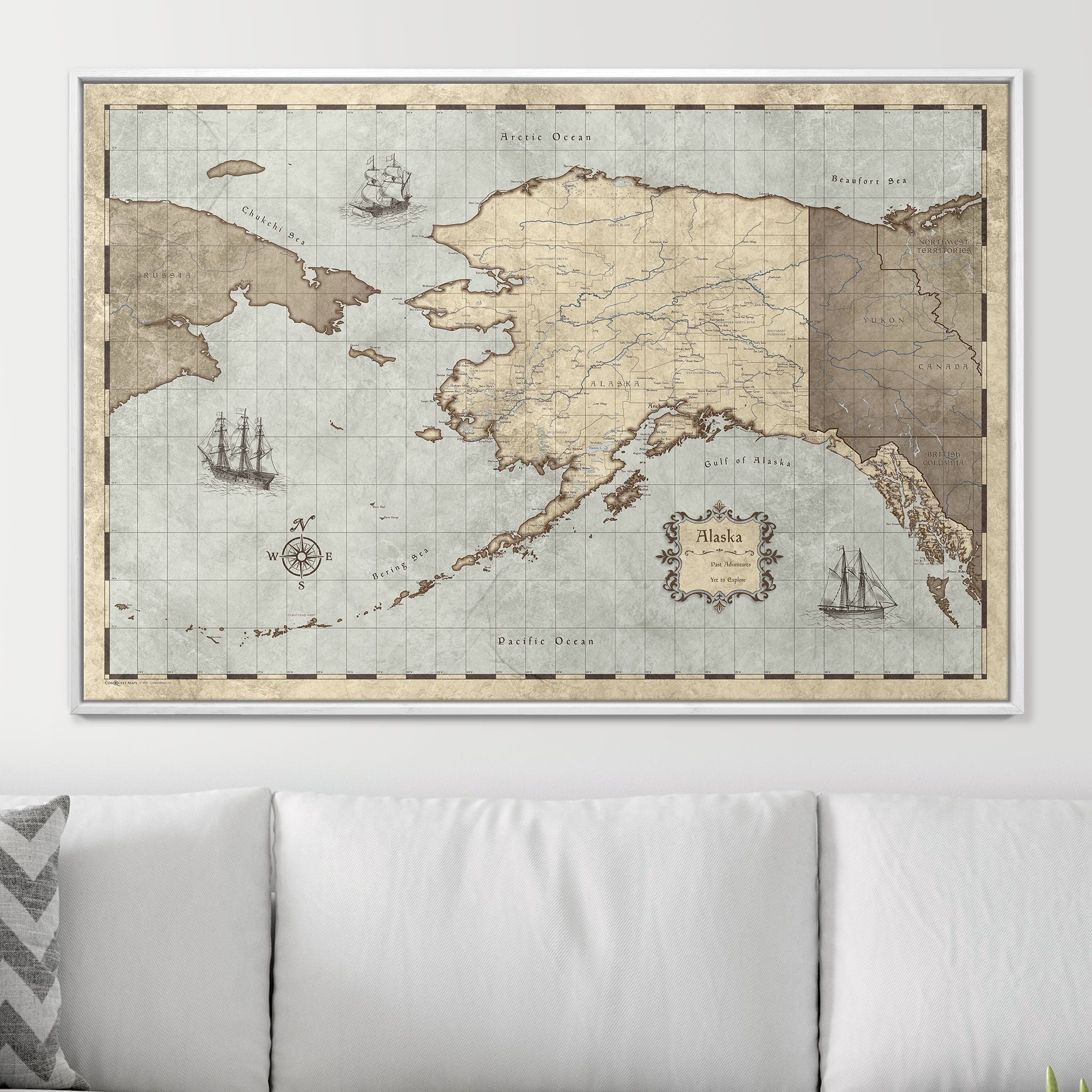 Push Pin Alaska Map (Pin Board) - Rustic Vintage CM Pin Board