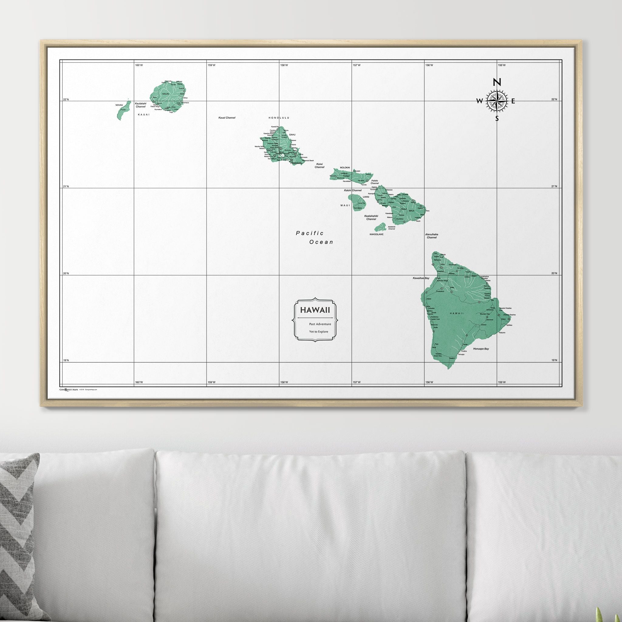 Push Pin Hawaii Map (Pin Board) - Green Color Splash CM Pin Board