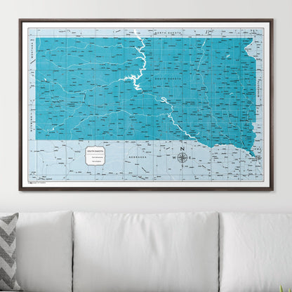 Push Pin South Dakota Map (Pin Board) - Teal Color Splash CM Pin Board