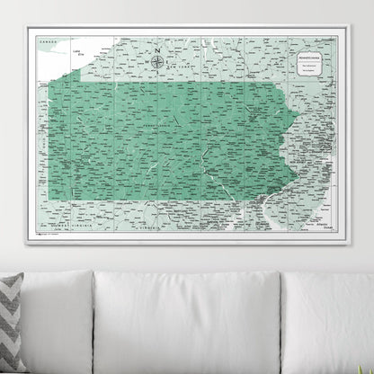 Push Pin Pennsylvania Map (Pin Board) - Green Color Splash CM Pin Board