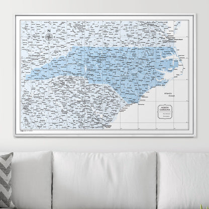 Push Pin North Carolina Map (Pin Board) - Light Blue Color Splash CM Pin Board