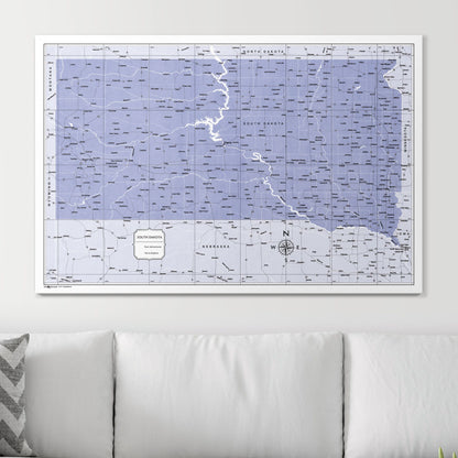 Push Pin South Dakota Map (Pin Board) - Purple Color Splash CM Pin Board