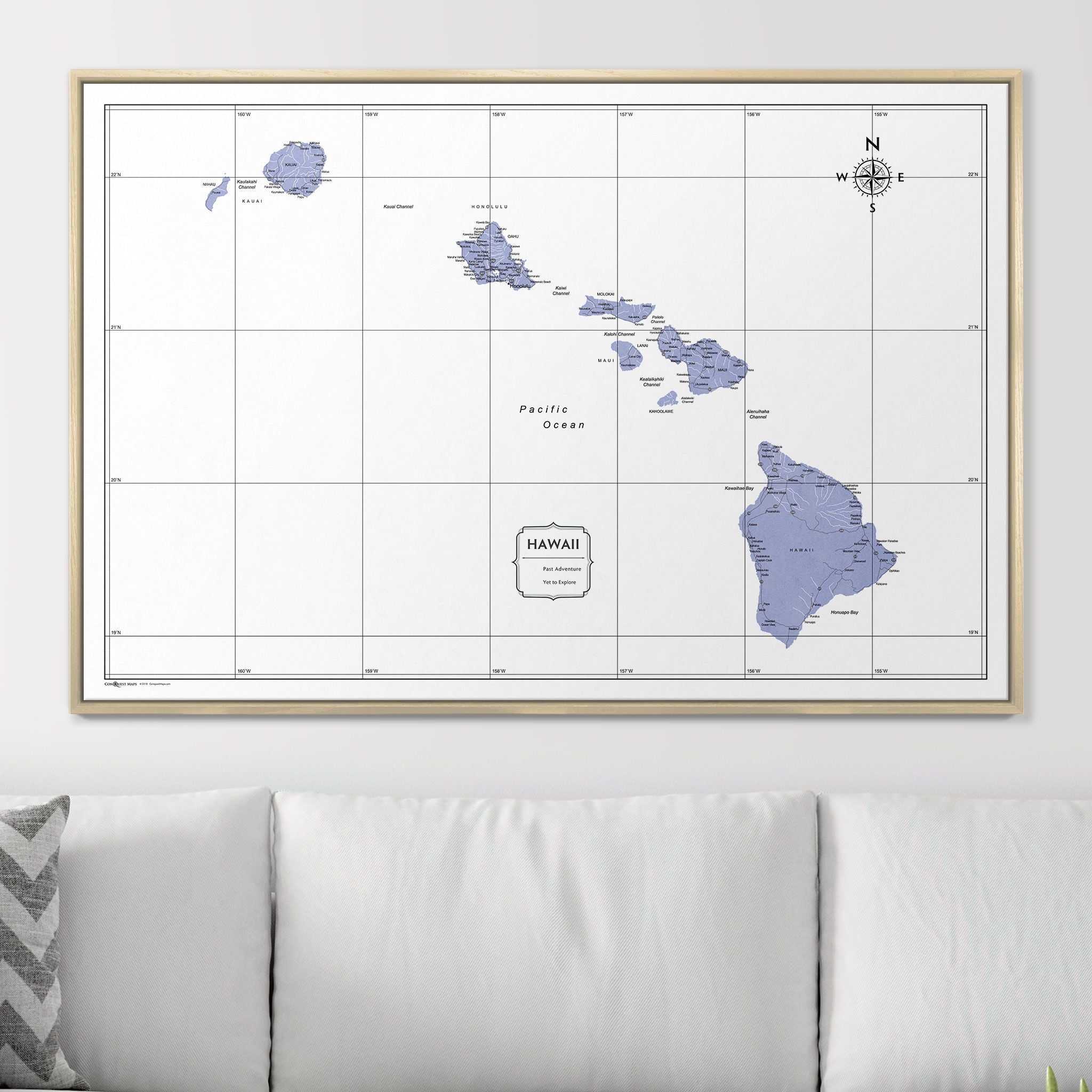 Push Pin Hawaii Map (Pin Board) - Purple Color Splash CM Pin Board