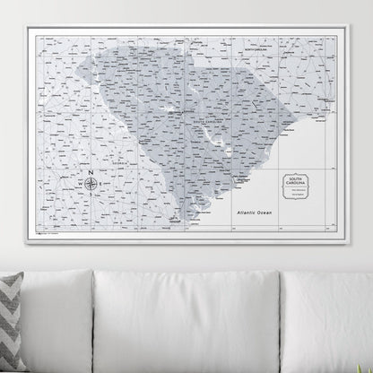 Push Pin South Carolina Map (Pin Board) - Light Gray Color Splash CM Pin Board