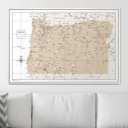 Push Pin Oregon Map (Pin Board) - Light Brown Color Splash CM Pin Board