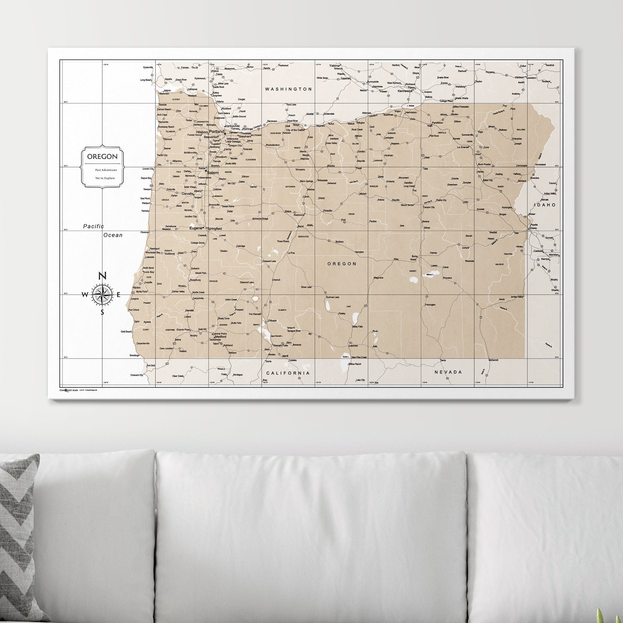 Push Pin Oregon Map (Pin Board) - Light Brown Color Splash CM Pin Board