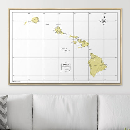 Push Pin Hawaii Map (Pin Board) - Yellow Color Splash CM Pin Board