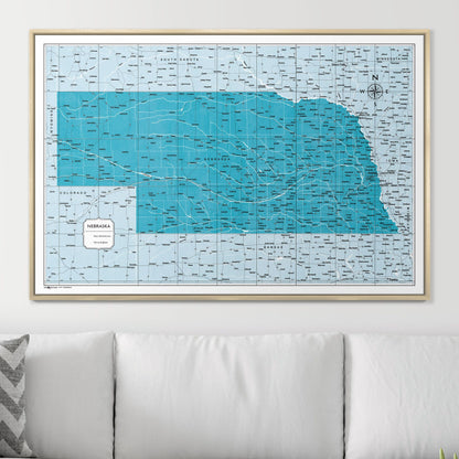 Push Pin Nebraska Map (Pin Board) - Teal Color Splash CM Pin Board