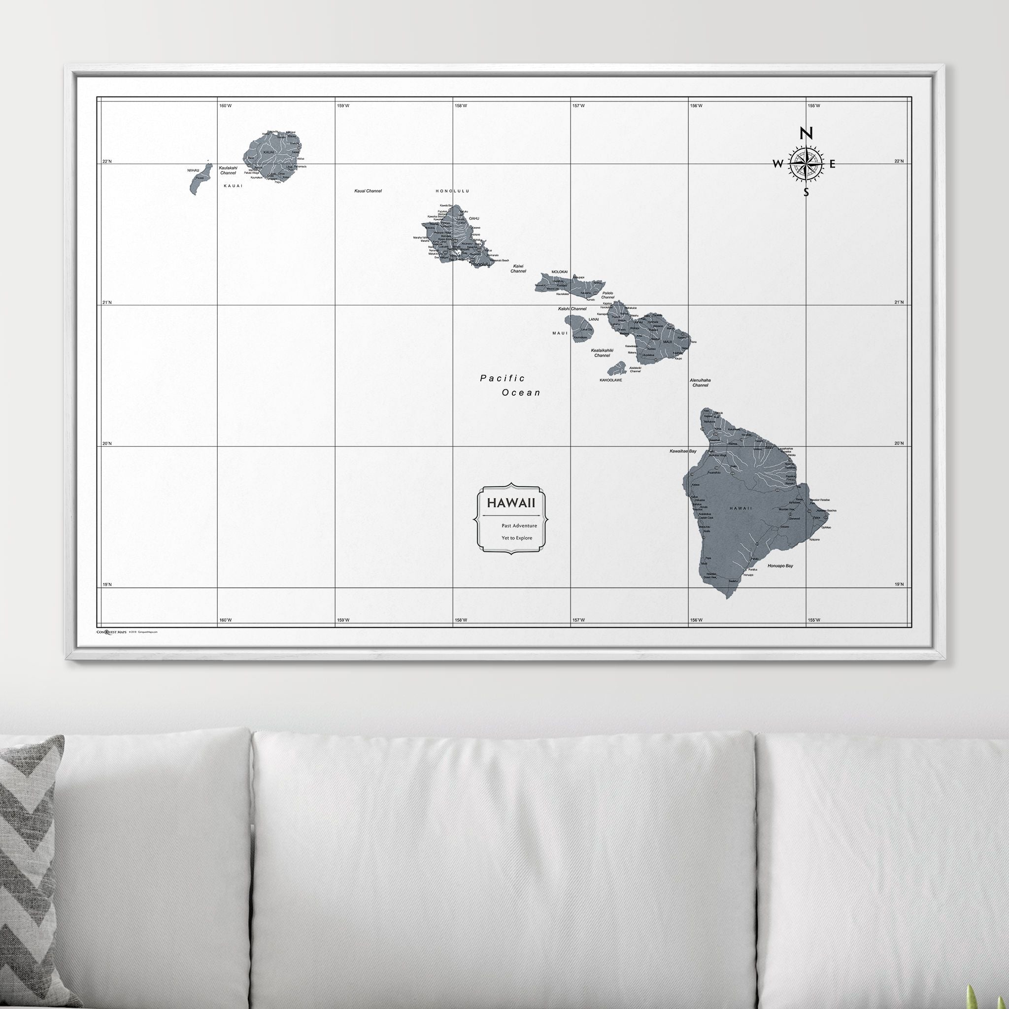 Push Pin Hawaii Map (Pin Board) - Dark Gray Color Splash CM Pin Board