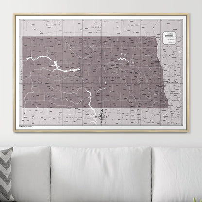 Push Pin North Dakota Map (Pin Board) - Dark Brown Color Splash CM Pin Board