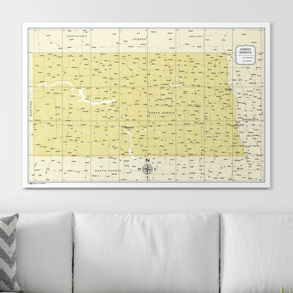 Push Pin North Dakota Map (Pin Board) - Yellow Color Splash CM Pin Board