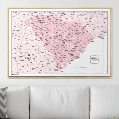 Push Pin South Carolina Map (Pin Board) - Pink Color Splash CM Pin Board