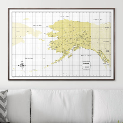 Push Pin Alaska Map (Pin Board) - Yellow Color Splash CM Pin Board