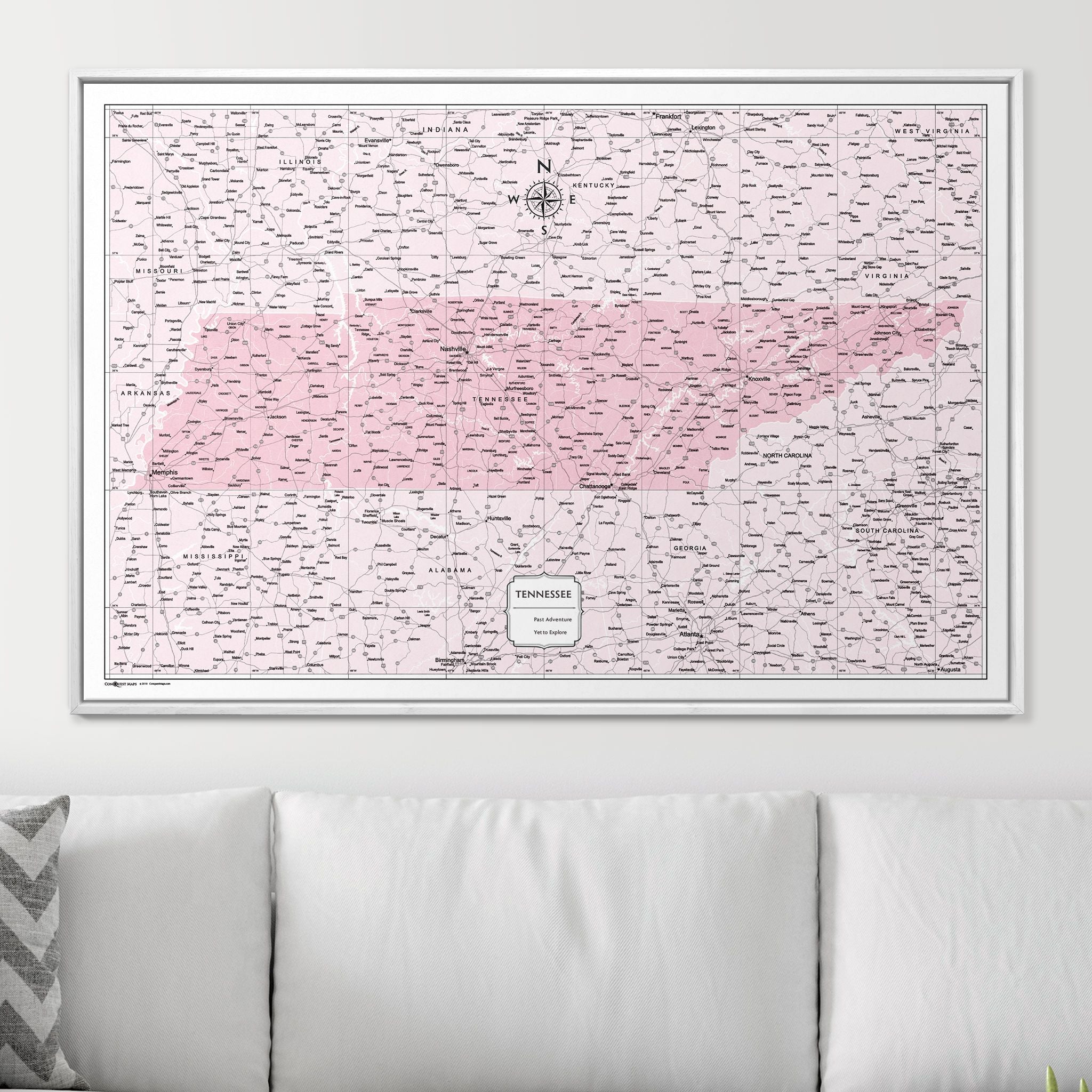 Push Pin Tennessee Map (Pin Board) - Pink Color Splash CM Pin Board