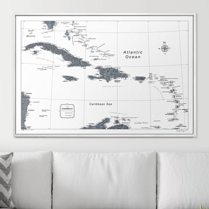 Push Pin Caribbean Map (Pin Board) - Dark Gray Color Splash CM Pin Board