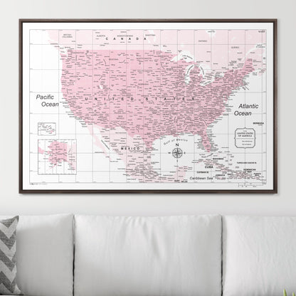 Push Pin USA Map (Pin Board) - Pink Color Splash CM Pin Board