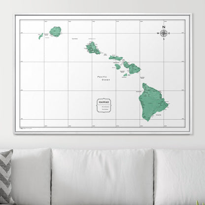 Push Pin Hawaii Map (Pin Board) - Green Color Splash CM Pin Board