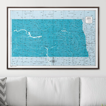 Push Pin North Dakota Map (Pin Board) - Teal Color Splash CM Pin Board