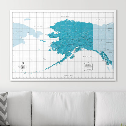 Push Pin Alaska Map (Pin Board) - Teal Color Splash CM Pin Board